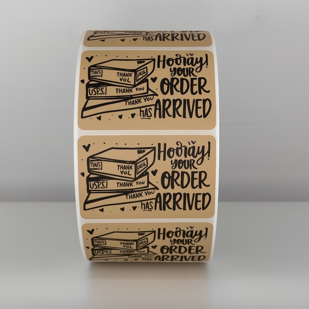 Hooray Your Order Has Arrived Stickers | Yellow Cute Packaging Labels
